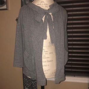 BCBG Grey Bow Neck Cardigan - M
